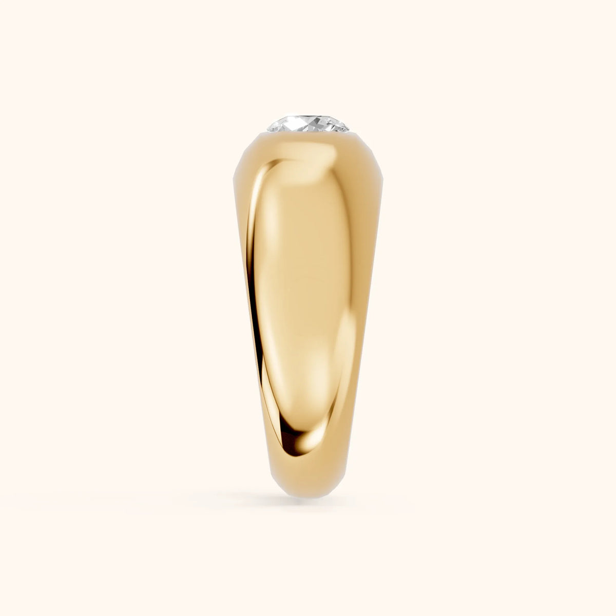 Noelle Bezel Round Diamond Wedding Band in Yellow Gold - SideView