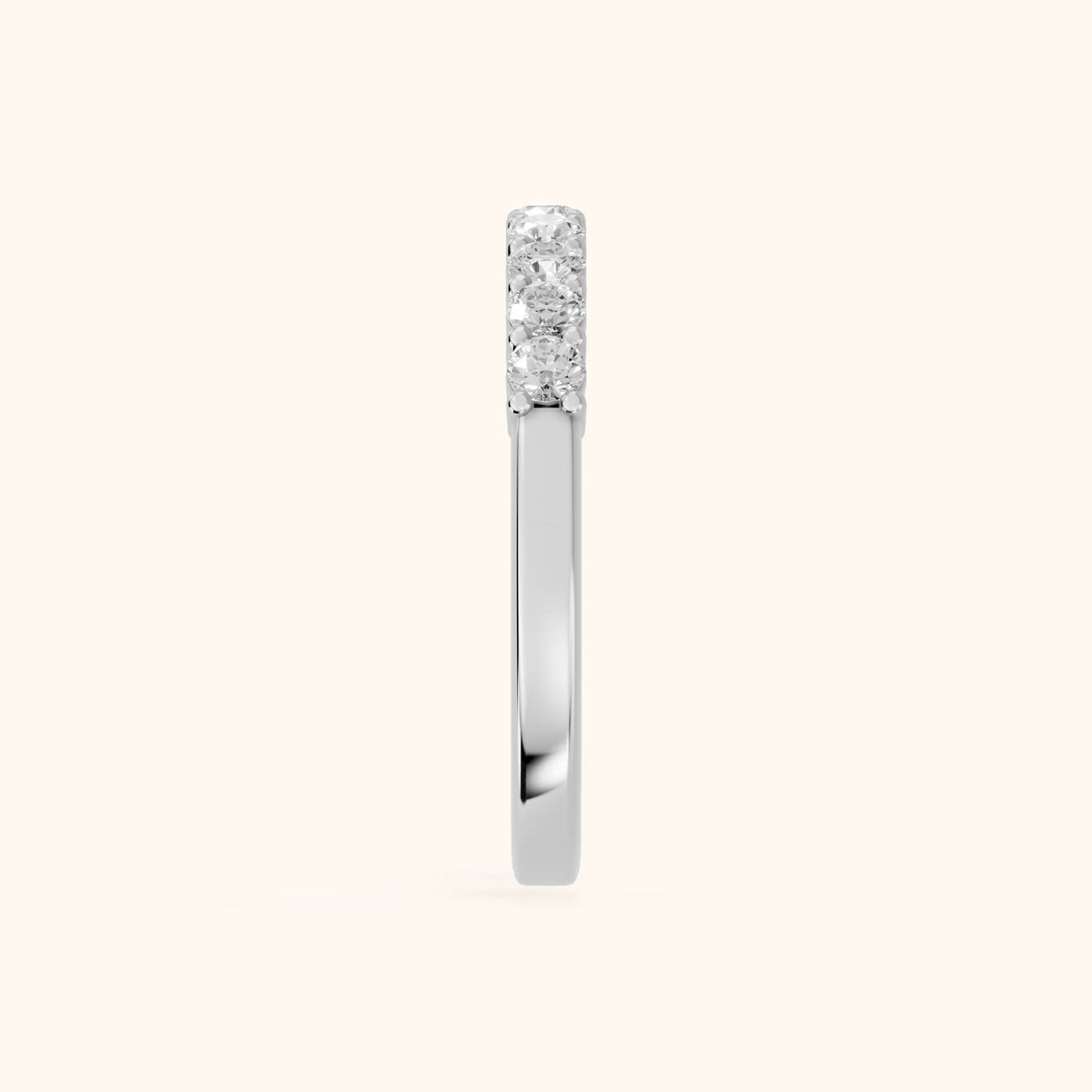 Daniela Shared Prong Round Diamond Half Eternity Band in Platinum - SideView