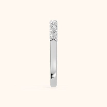 Daniela Shared Prong Round Diamond Half Eternity Band in Platinum - SideView