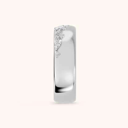 Ambika Dome Marquise & Round Diamond Wedding Band in White Gold - SideView
