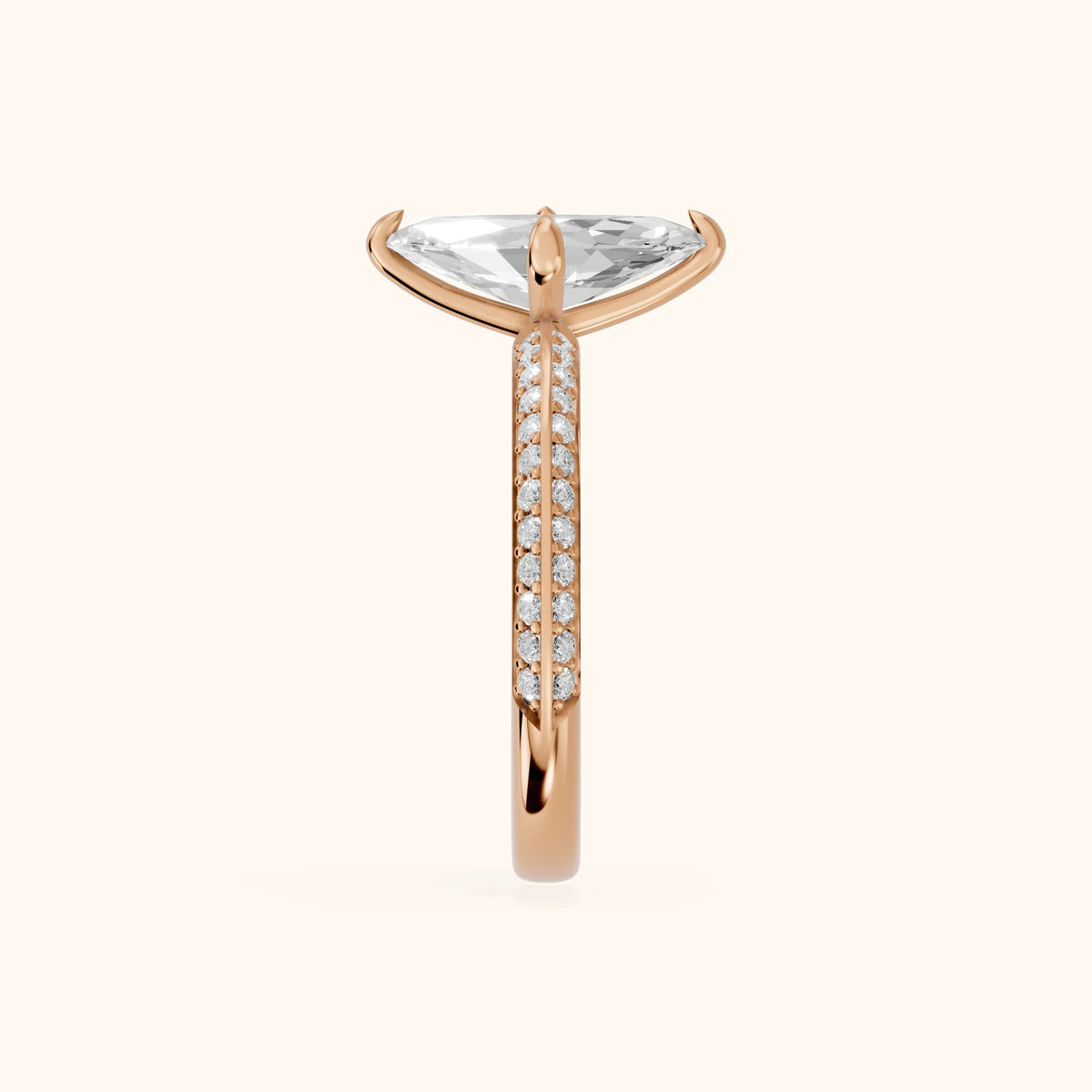 Meredith Knife Edge Pavé Marquise Diamond Engagement Ring in Rose Gold - SideView.webp