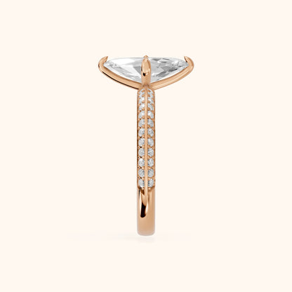 Meredith Knife Edge Pavé Marquise Diamond Engagement Ring in Rose Gold - SideView.webp