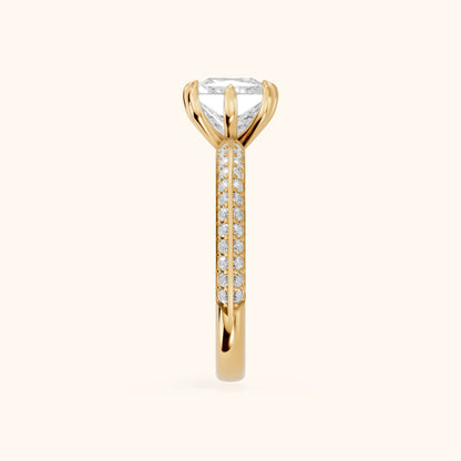 Meredith Knife Edge Pavé Princess Diamond Engagement Ring in Yellow Gold - SideView.webp