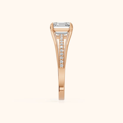 Lucinda Split Shank Asscher Diamond Engagement Ring in Rose Gold - SideView.webp