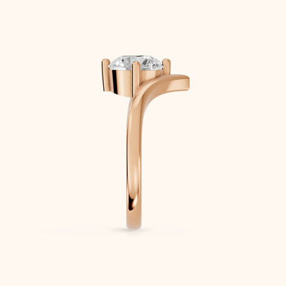 Evelyn Chevron Solitaire Round Diamond Engagement Ring in Rose Gold - SideView