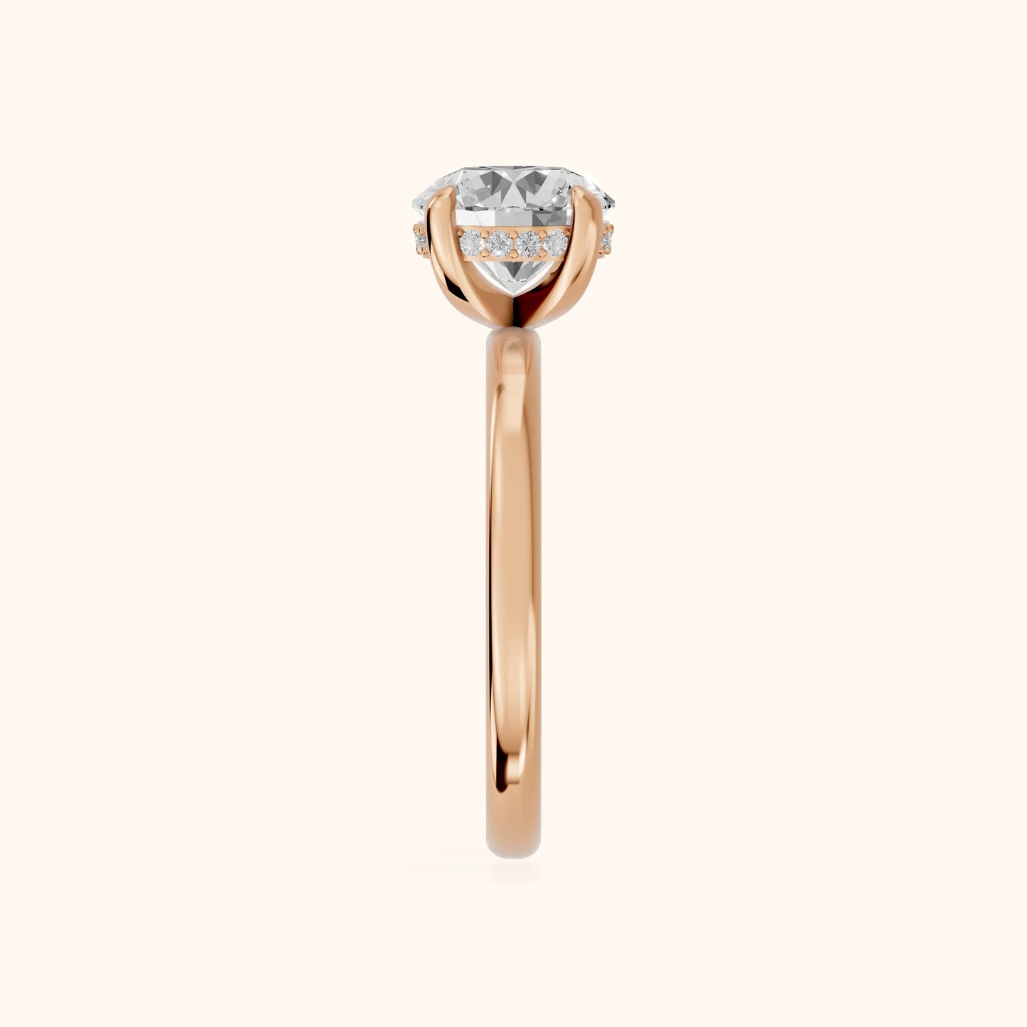 Charlotte Charm Solitaire Round Diamond Engagement Ring in Rose Gold - SideView