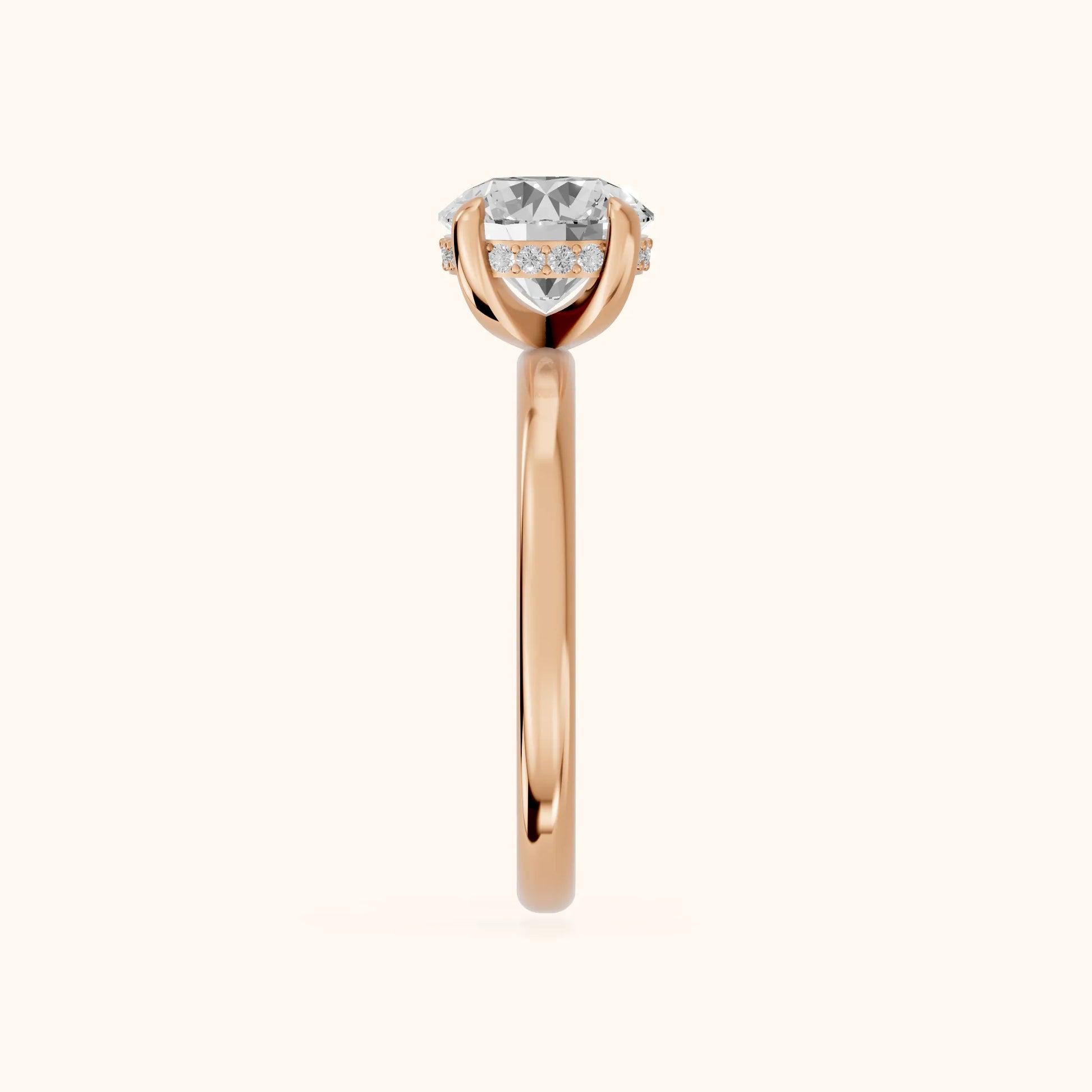 Charlotte Charm Solitaire Round Diamond Engagement Ring in Rose Gold - SideView