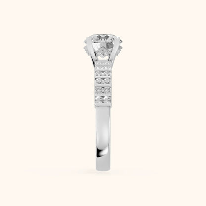 Honor Sidestone Round Diamond Engagement Ring in White Gold - SideView.webp