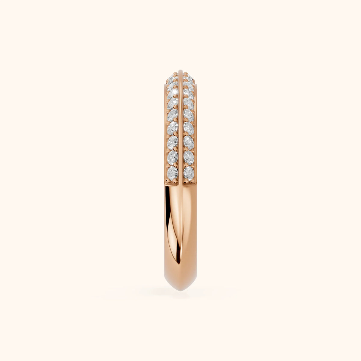 Divya Ridged Dome Round Diamond Half Eternity Band in Rose Gold - SideView