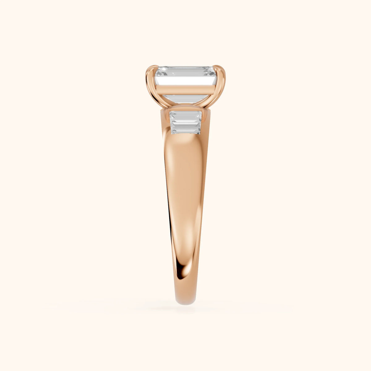Elsie Channel Set Emerald Diamond Engagement Ring in Rose Gold - SideView.webp