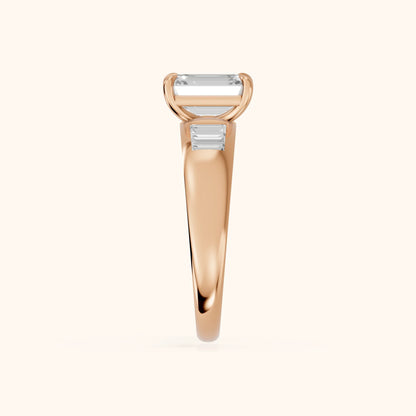 Elsie Channel Set Emerald Diamond Engagement Ring in Rose Gold - SideView.webp