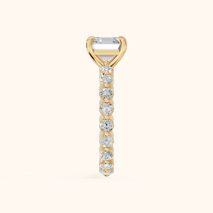 Piper Sidestone Asscher Diamond Engagement Ring in Yellow Gold - SideView.webp