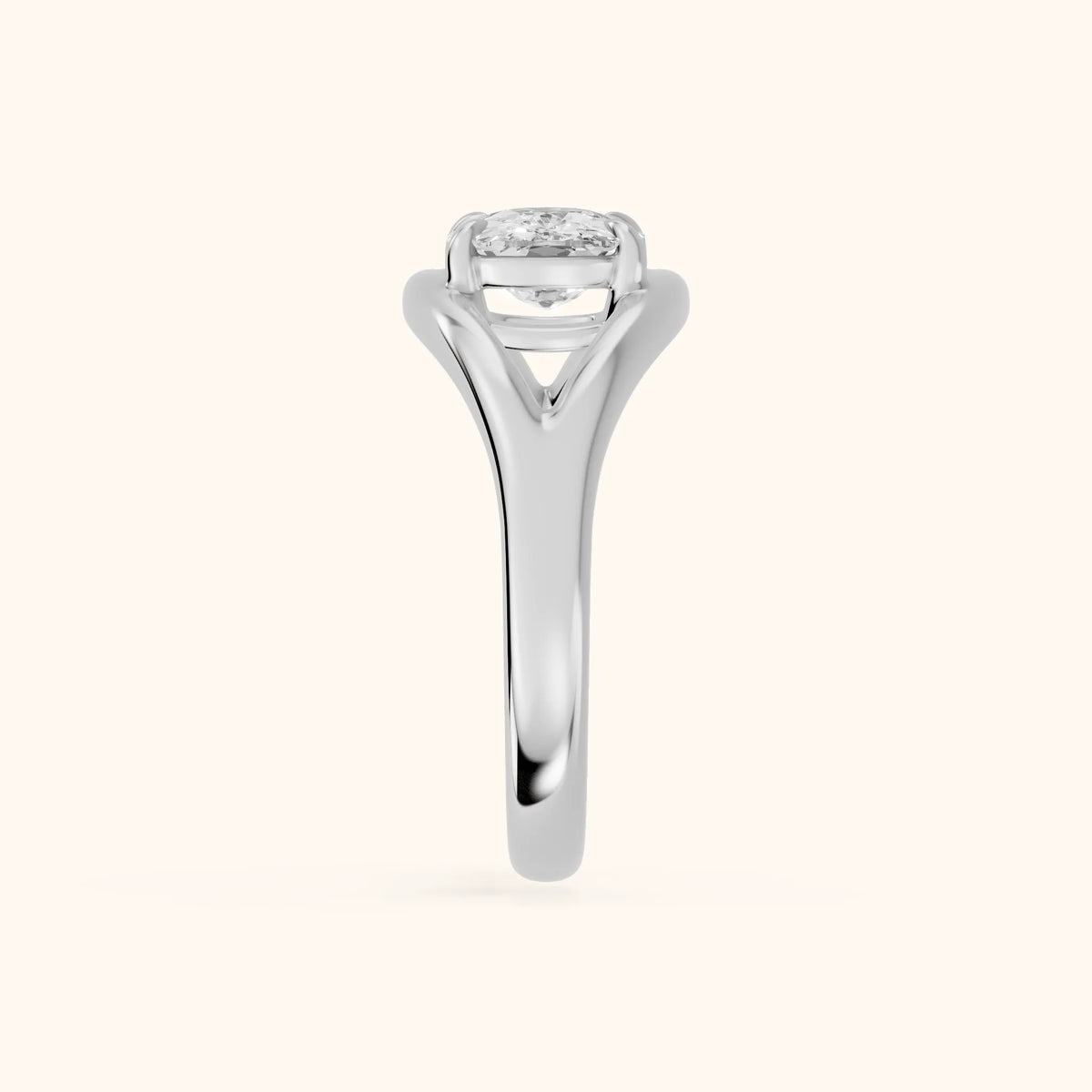 Madeleine Split Shank Cushion Diamond Engagement Ring in Silver - SideView.webp