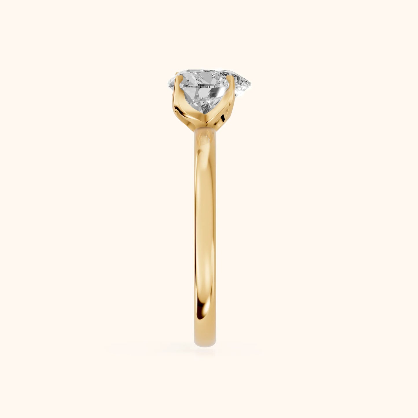 Serena Blossom Solitaire Heart Diamond Engagement Ring in Yellow Gold - SideView