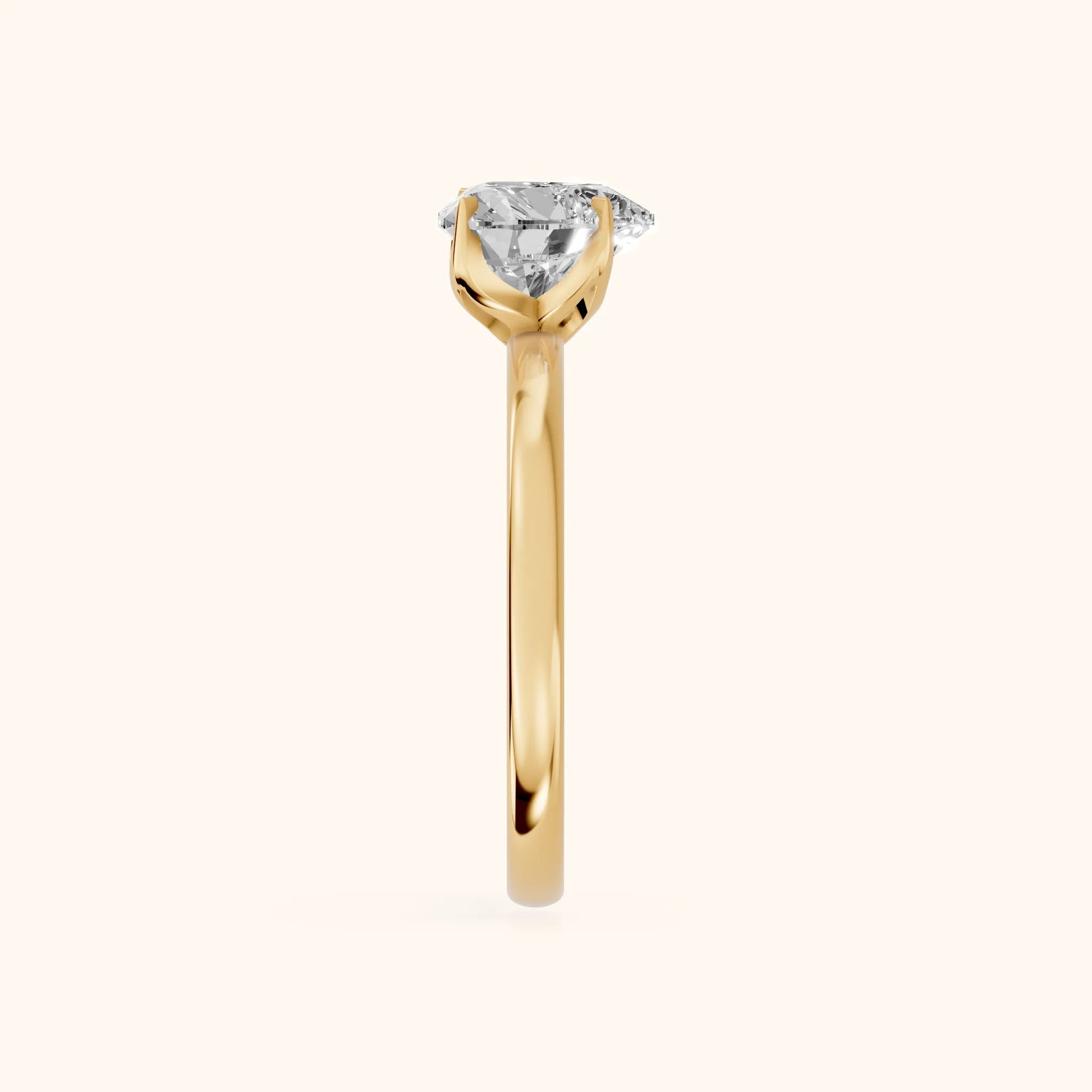 Serena Blossom Solitaire Heart Diamond Engagement Ring in Yellow Gold - SideView