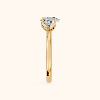 Serena Blossom Solitaire Heart Diamond Engagement Ring in Yellow Gold - SideView
