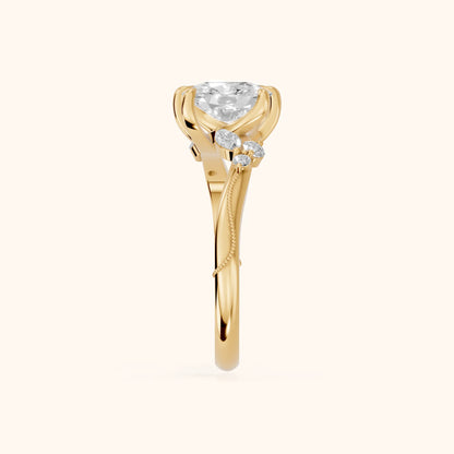 Joanna Milgrain Twist Cushion Diamond Engagement Ring in Yellow Gold - SideView.webp