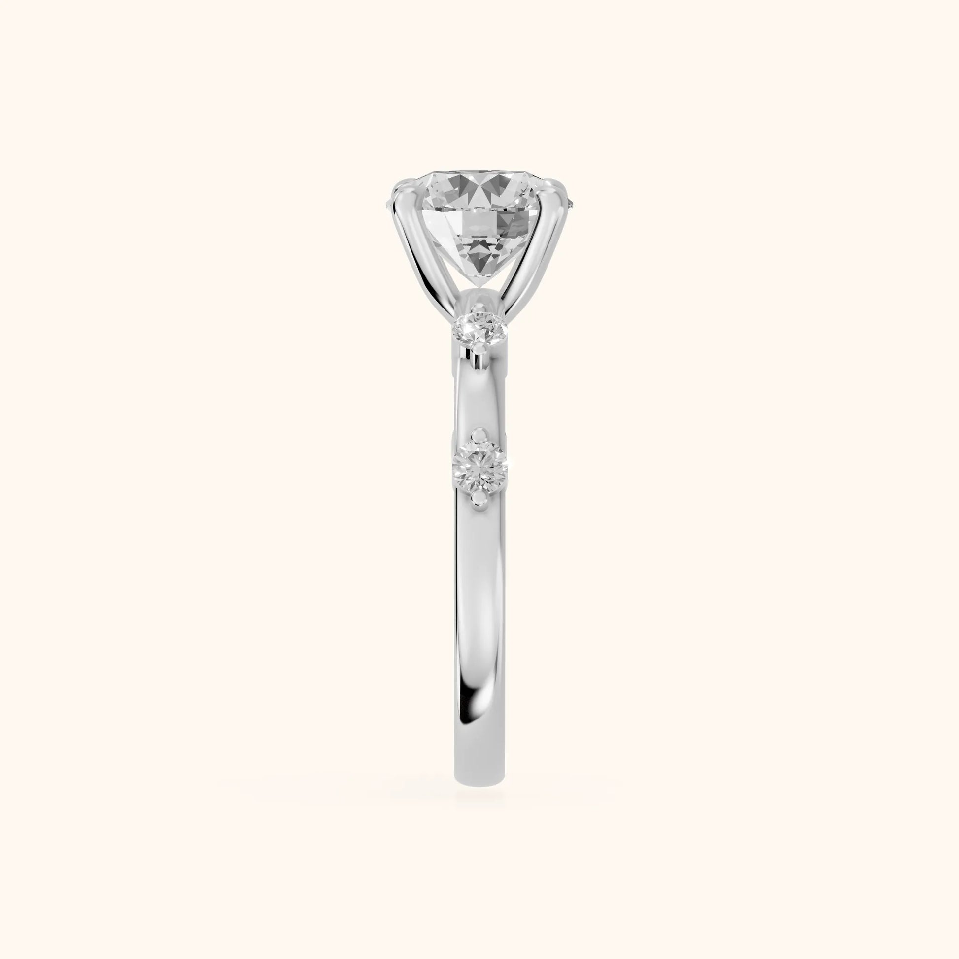 Elena Radiance Solitaire Round Diamond Engagement Ring in Silver - SideView