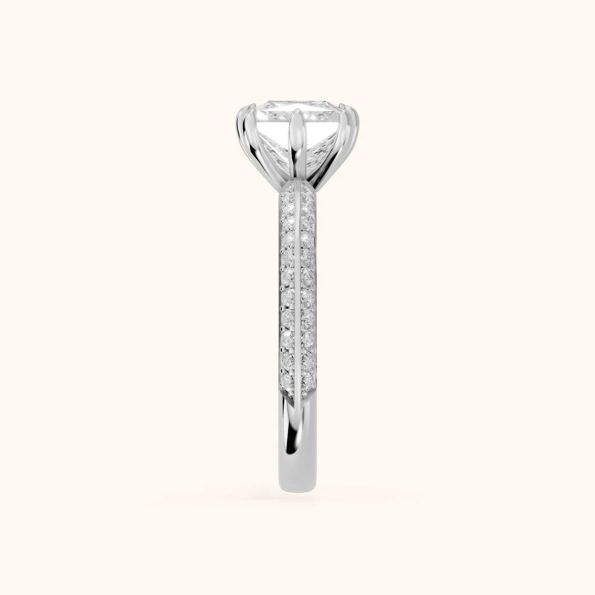 Meredith Knife Edge Pavé Princess Diamond Engagement Ring in Platinum - SideView.webp