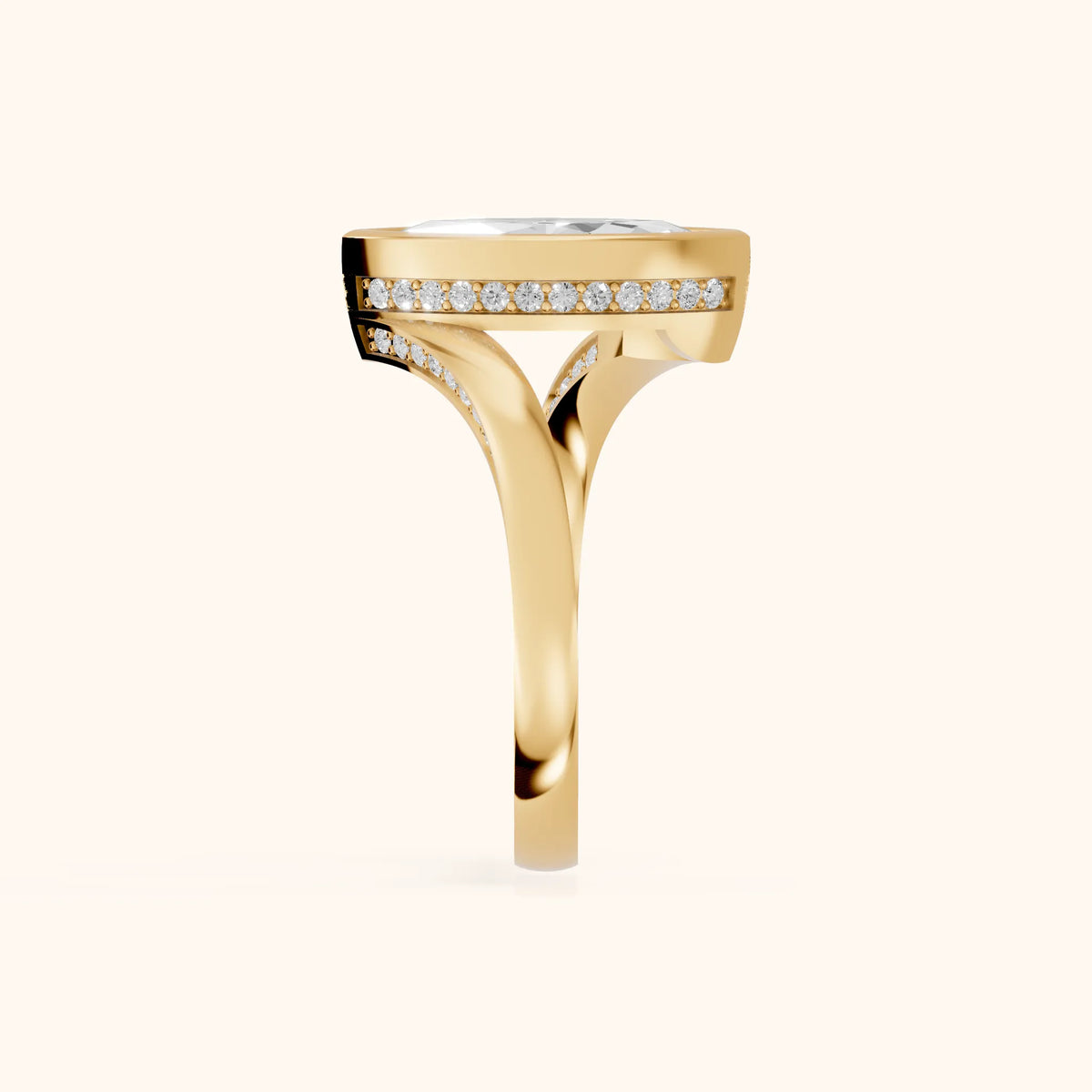 Marigold Bezel Bypass Marquise Diamond Engagement Ring in Yellow Gold - SideView.webp