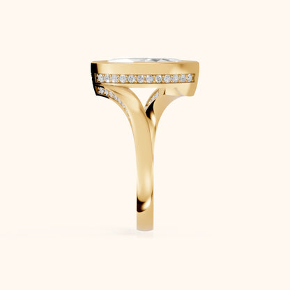 Marigold Bezel Bypass Marquise Diamond Engagement Ring in Yellow Gold - SideView.webp