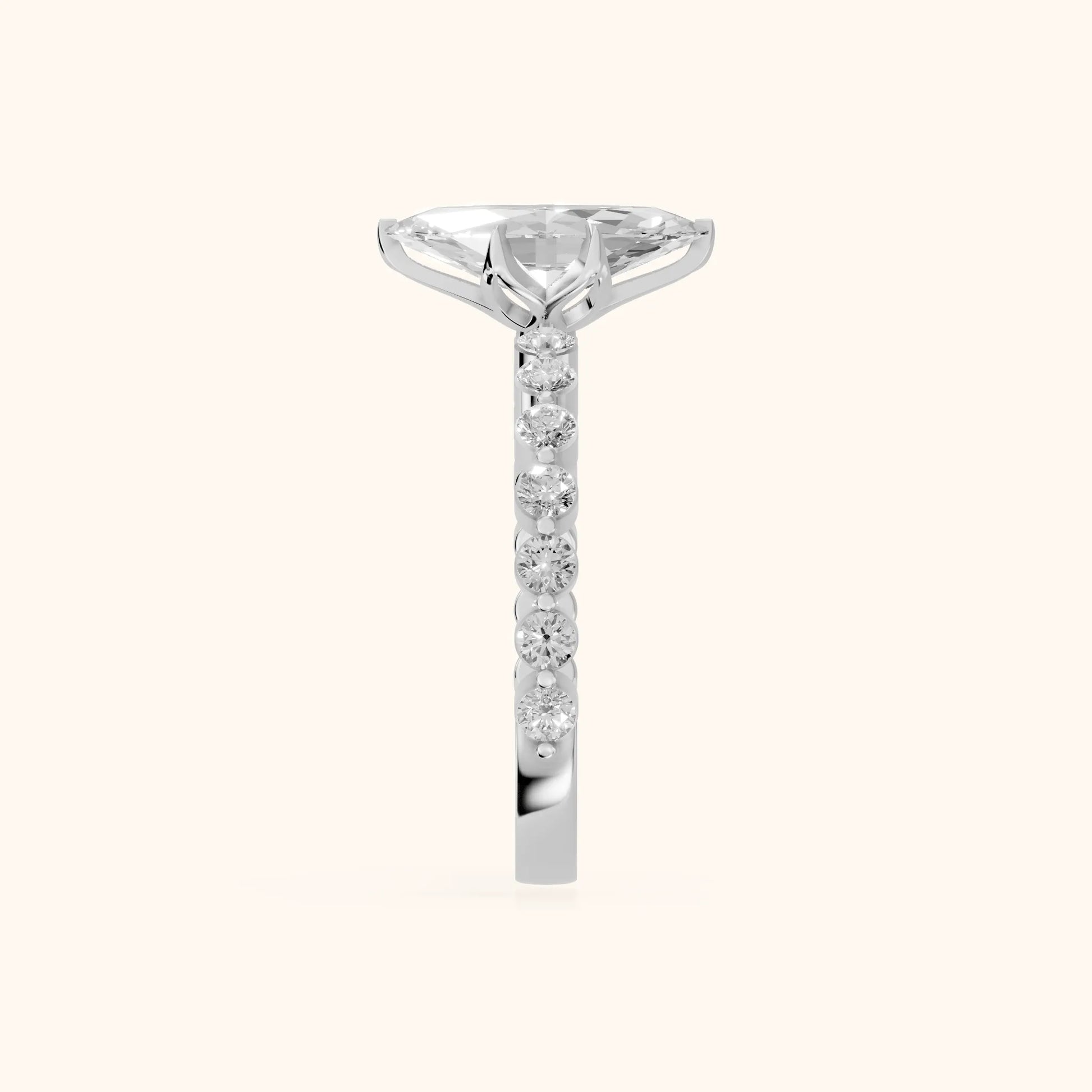 Eleanor Majesty Side Stone Marquise Diamond Engagement Ring in Platinum - SideView