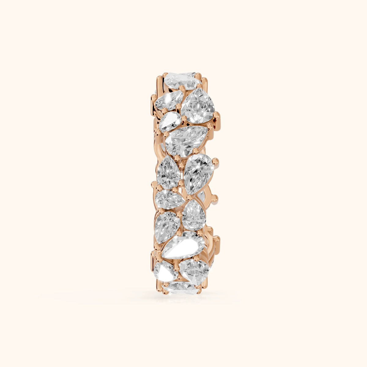 Fleur Shared Prong Pear Diamond Eternity Band in Rose Gold - SideView