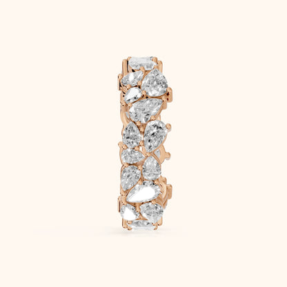 Fleur Shared Prong Pear Diamond Eternity Band in Rose Gold - SideView