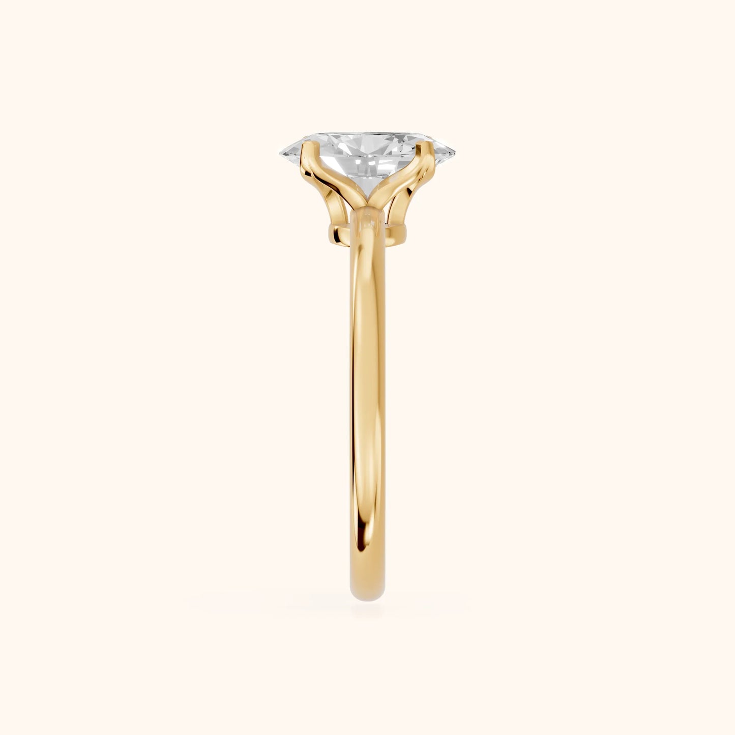 Flora Guardian Solitaire Oval Diamond Engagement Ring in Yellow Gold - SideView