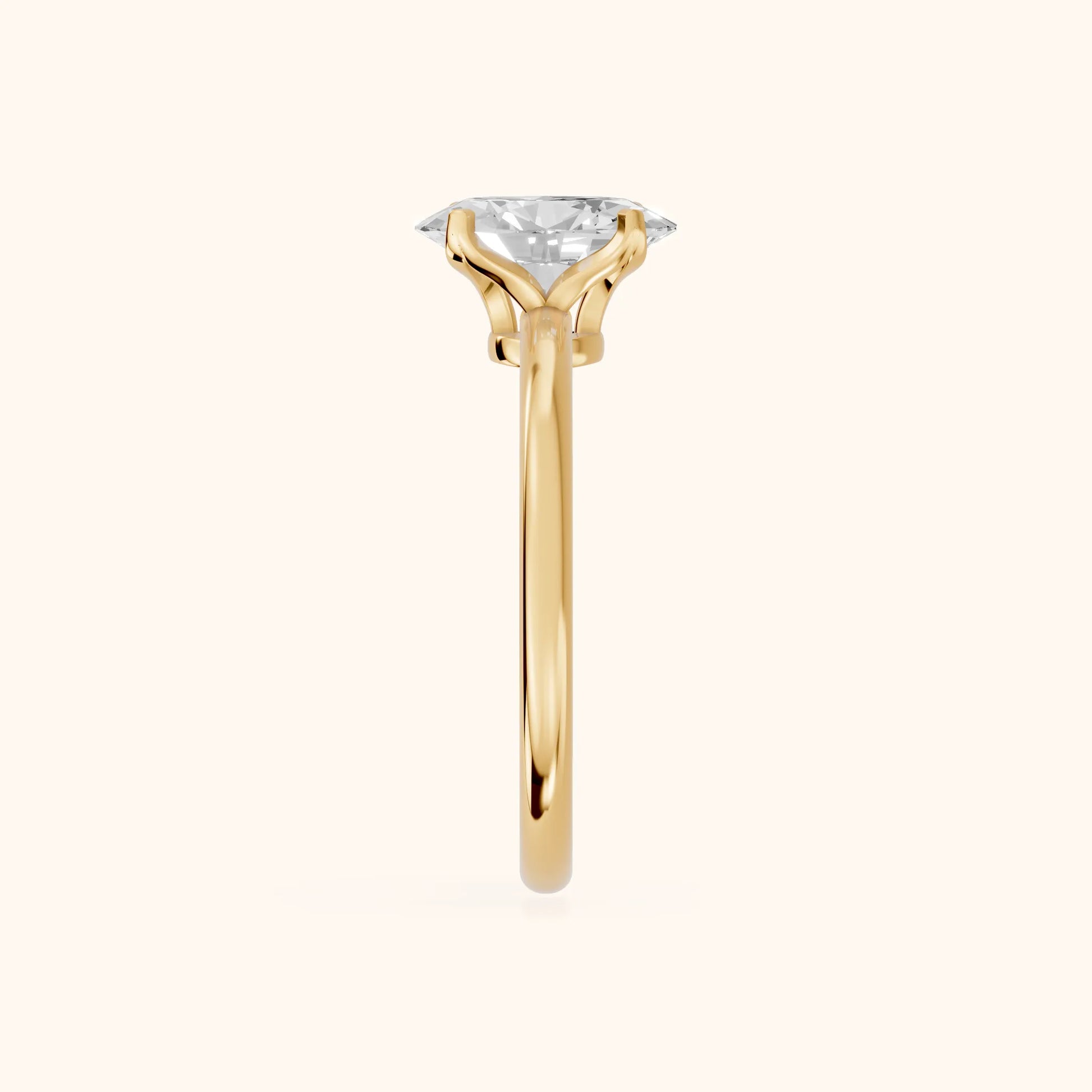 Flora Guardian Solitaire Oval Diamond Engagement Ring in Yellow Gold - SideView