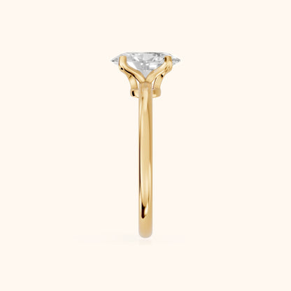 Flora Guardian Solitaire Oval Diamond Engagement Ring in Yellow Gold - SideView