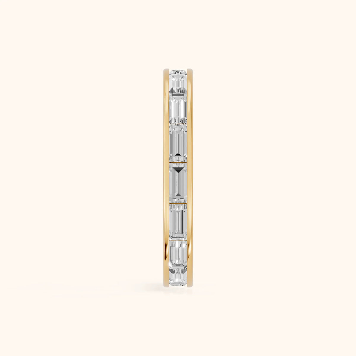 Marisol Channel Set Baguette Diamond Eternity Band in Yellow Gold - SideView