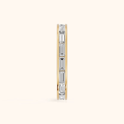 Marisol Channel Set Baguette Diamond Eternity Band in Yellow Gold - SideView