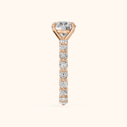Piper Sidestone Round Diamond Engagement Ring in Rose Gold - SideView.webp