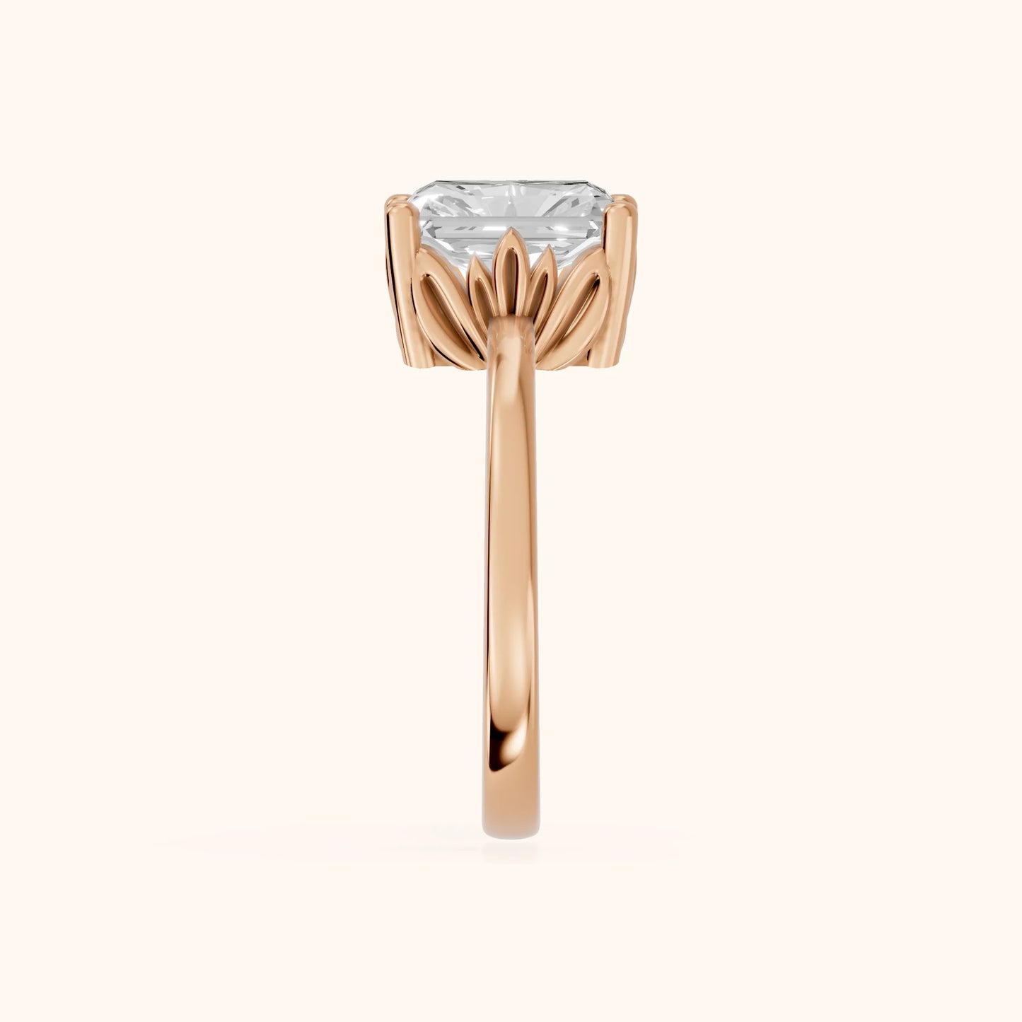 Radiant Cut Lab Grown Diamond Engagement Ring in Rose Gold