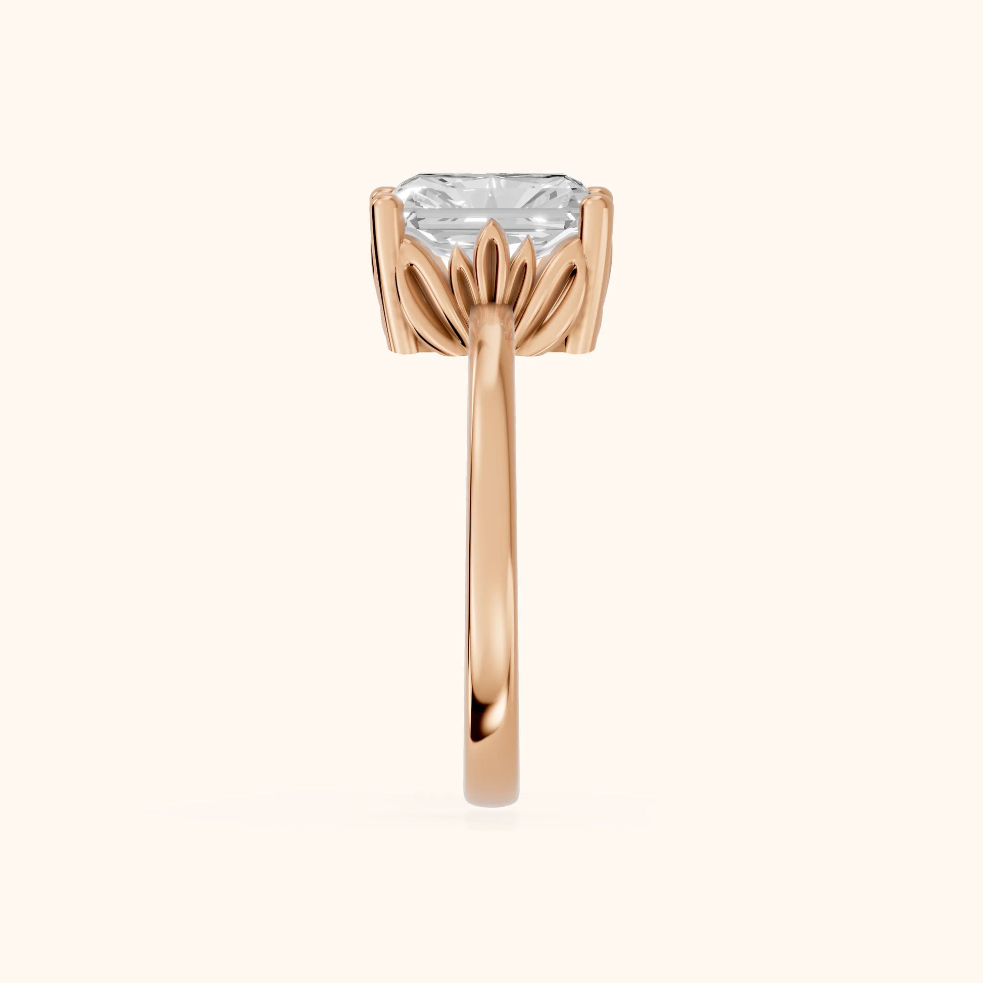Radiant Cut Lab Grown Diamond Engagement Ring in Rose Gold
