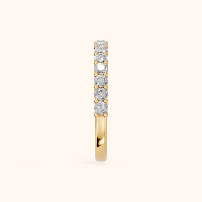 Gala Shared Prong Round Diamond Half Eternity Band in Yellow Gold - SideView
