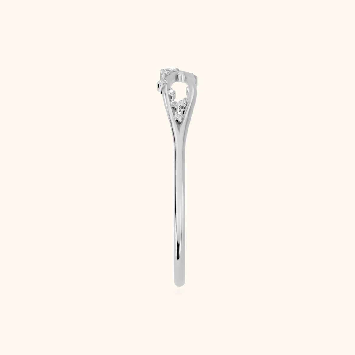 Amelia Bypass Round Diamond Stackable Ring in Silver - SideView
