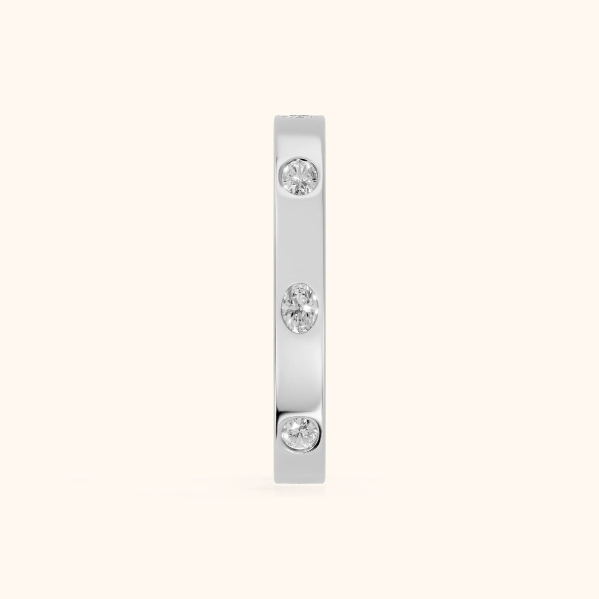 Alessia Bezel Oval & Round Diamond Eternity Band in Platinum - SideView