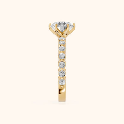Eleanor Majesty Side Stone Round Diamond Engagement Ring in Yellow Gold - SideView
