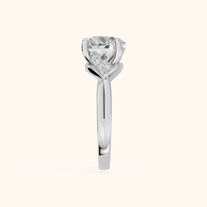 Veronica Twist Side Stone Heart Diamond Engagement Ring in Platinum - SideView