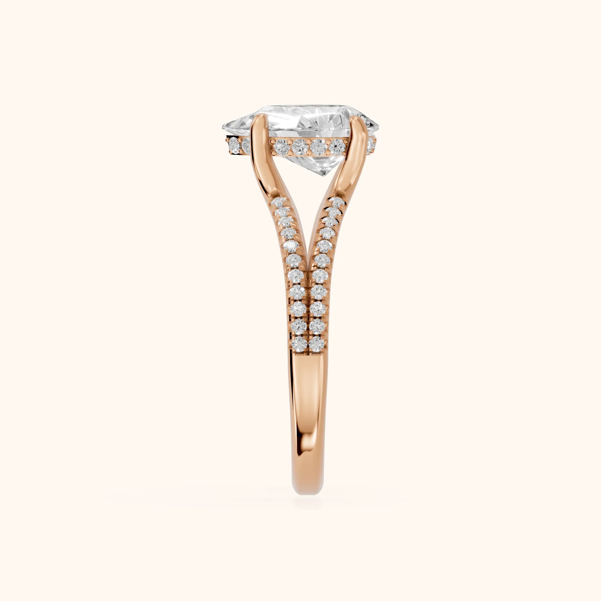 Eternal Embrace Solitaire Pear Diamond Engagement Ring in Rose Gold - SideView