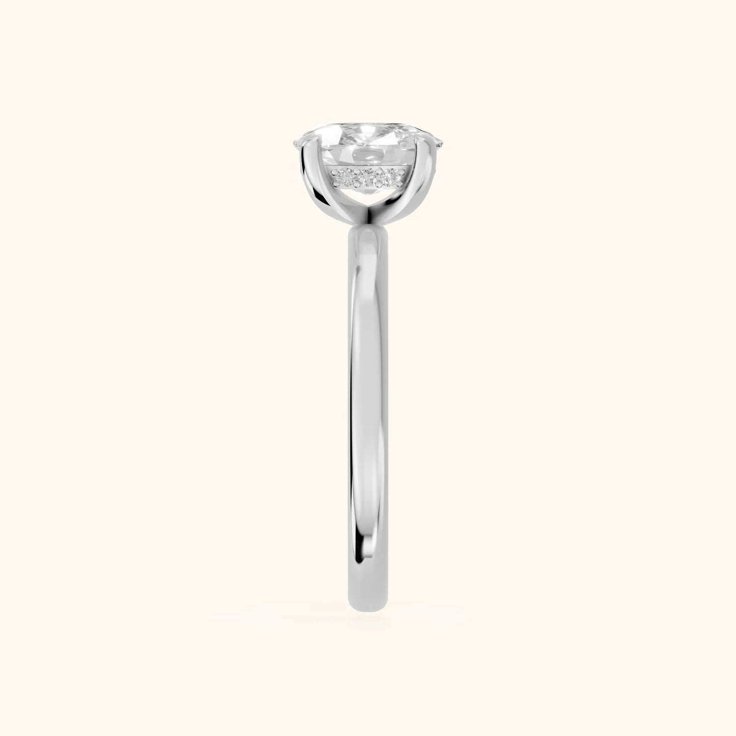 Charlotte Charm Cushion Diamond Solitaire Ring in Platinum - SideView