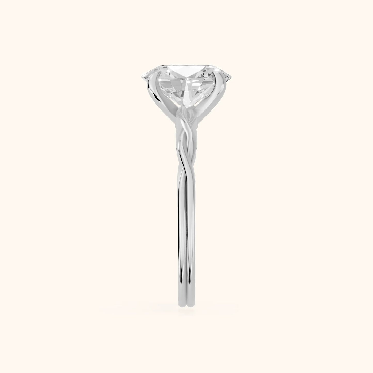 Iris Twist Oval Diamond Engagement Ring in Silver - SideView