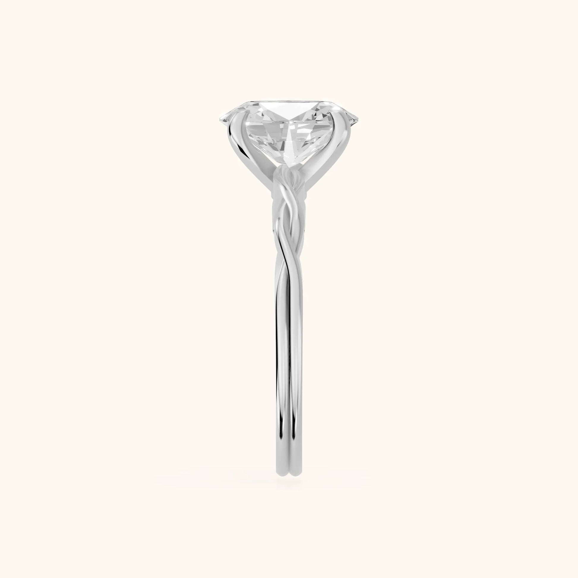Iris Twist Oval Diamond Engagement Ring in Silver - SideView