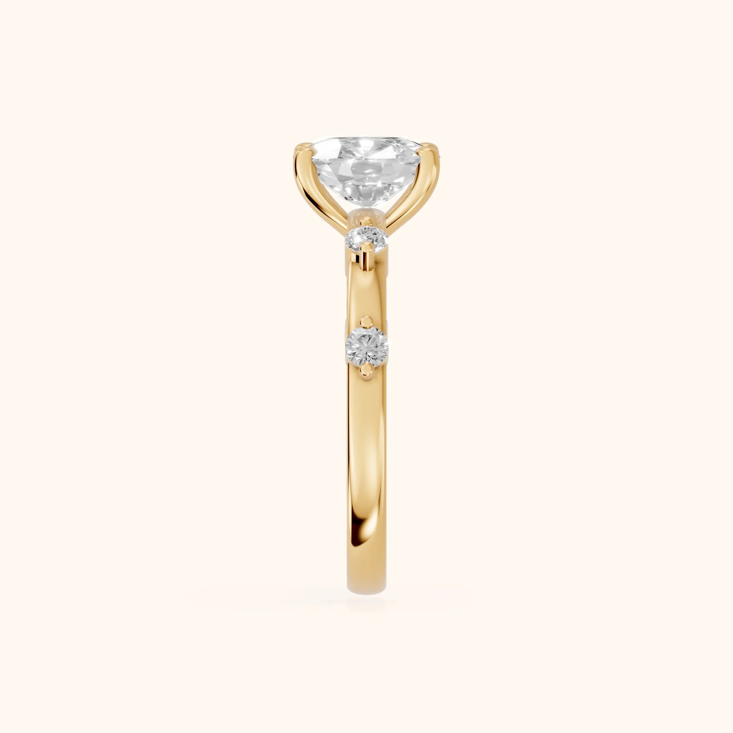 Elena Radiance Solitaire Cushion Diamond Engagement Ring in Yellow Gold - SideView