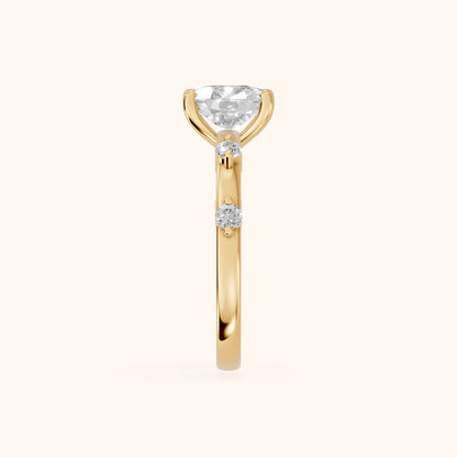 Elena Radiance Solitaire Cushion Diamond Engagement Ring in Yellow Gold - SideView
