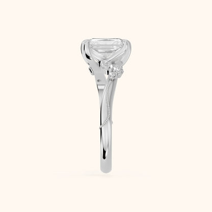 Joanna Milgrain Twist Radiant Diamond Engagement Ring in Platinum - SideView.webp