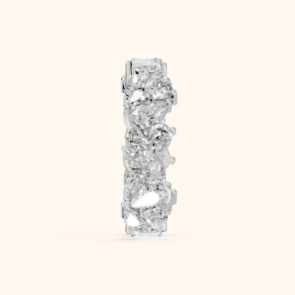 Fleur Shared Prong Pear Diamond Eternity Band in Silver - SideView