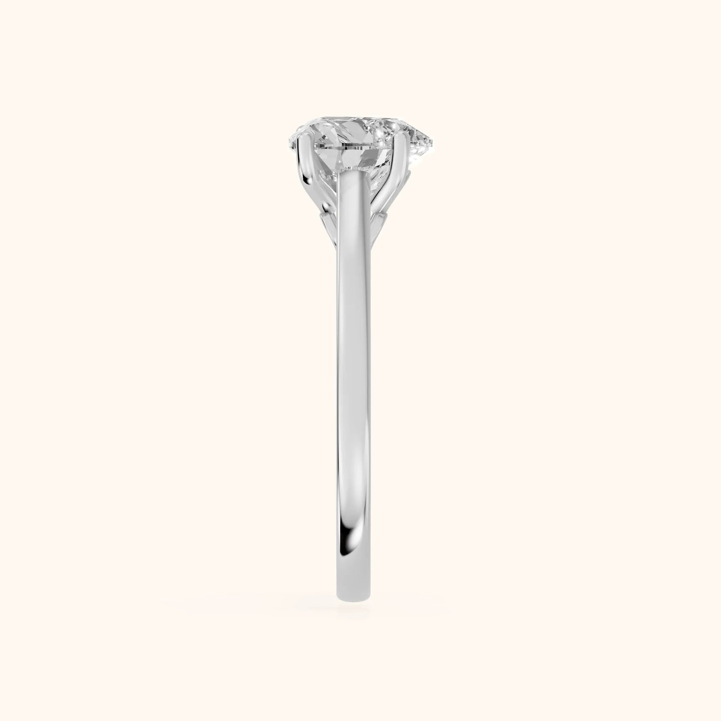 Iris Vintage Heart Diamond Engagement Ring in Silver - SideView